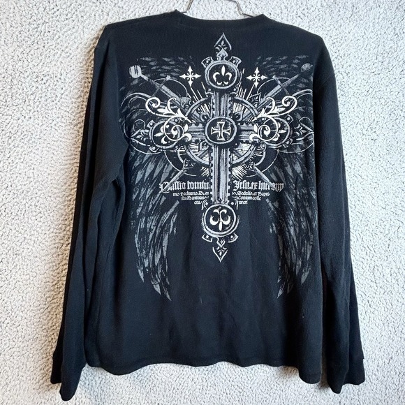 Mma Elite Other - Vintage Y2K MMA Elite Skull Cross Thermal Waffle Knit T-Shirt Grunge Punk XL